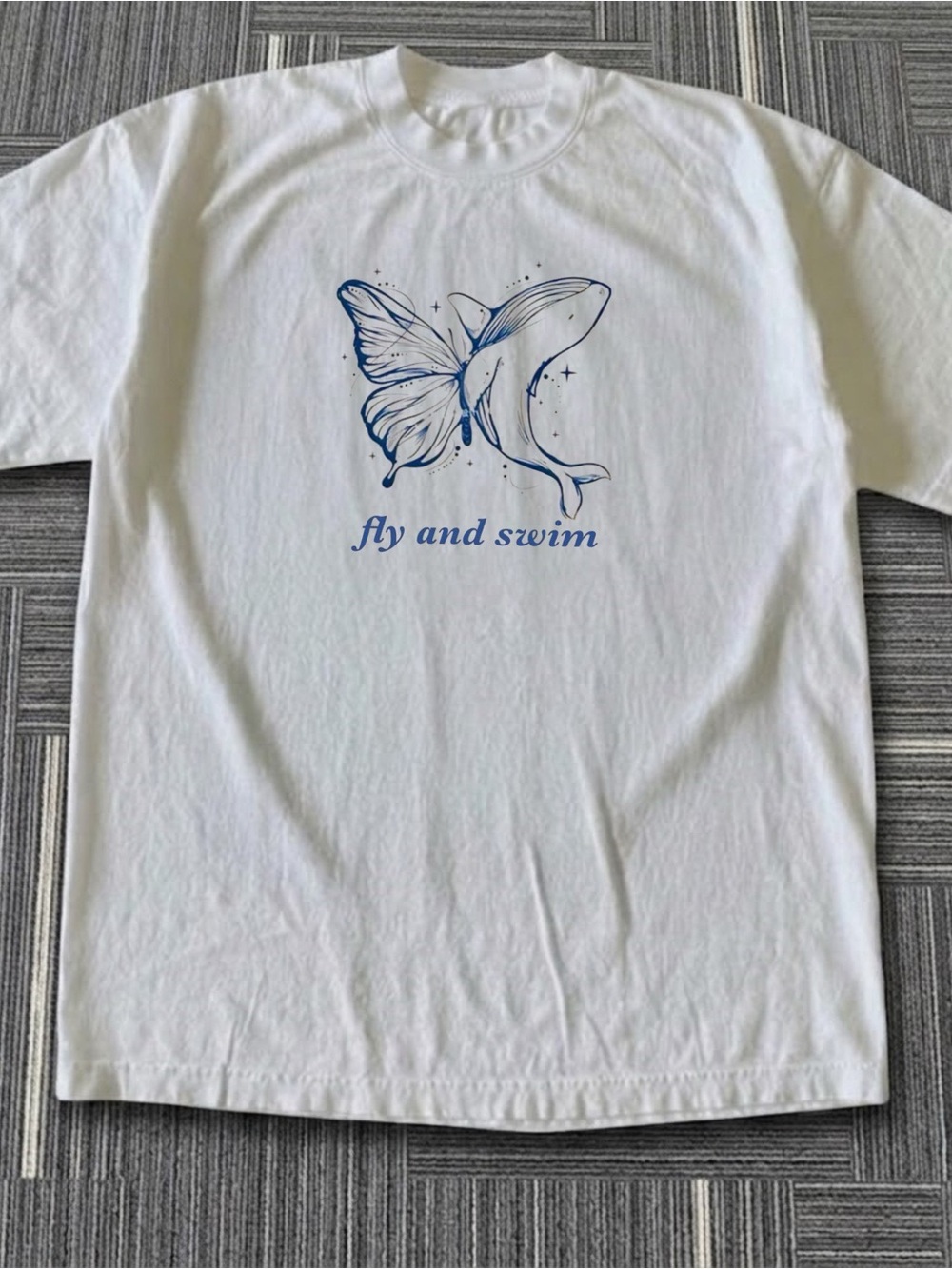 Gildan Fly And Swim Butterfly Whale Graphic Tee
